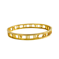 Roman Numeral Bangle Bracelet - Gold