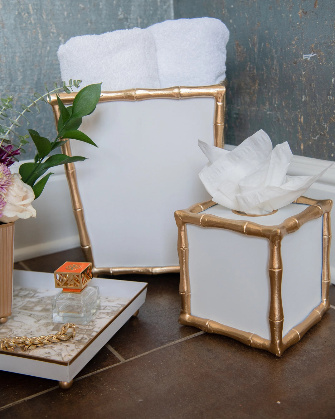 Mattie Square Wastebasket - White