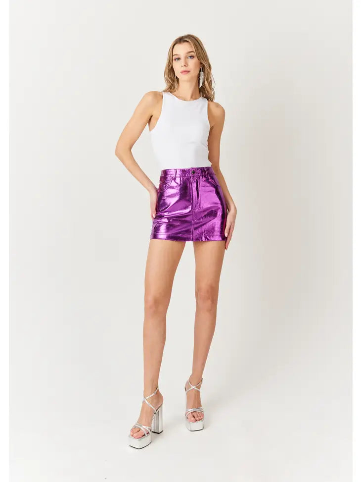 Milena Metallic Mini Skirt - Purple