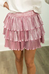 Ruffle Shimmer Skort - Pink