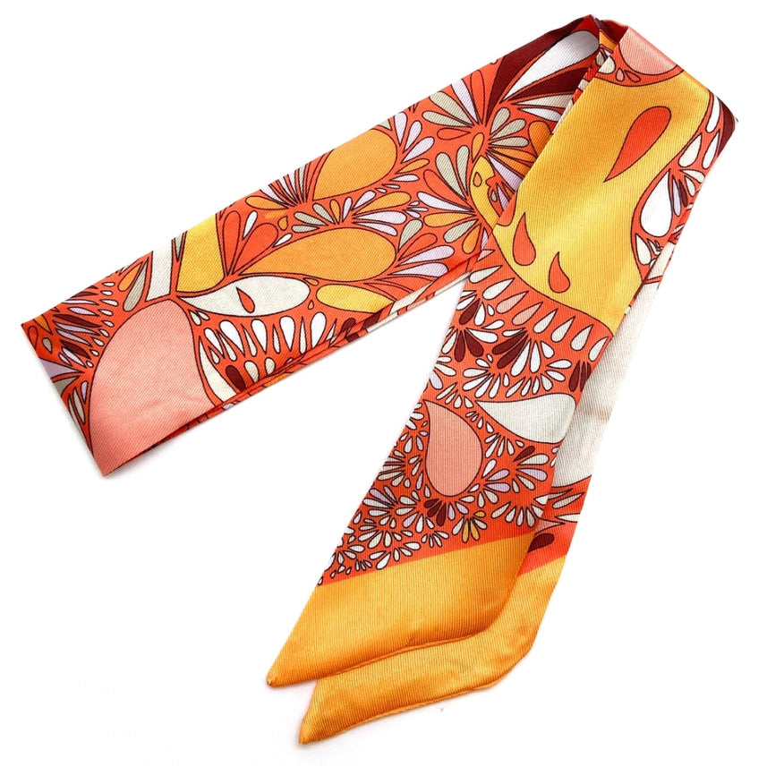 Splash Twilly Skinny Scarf - Orange