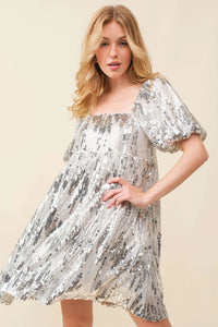 Sequin Babydoll Mini Dress