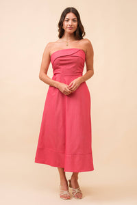 Strapless Midi Dress - Red