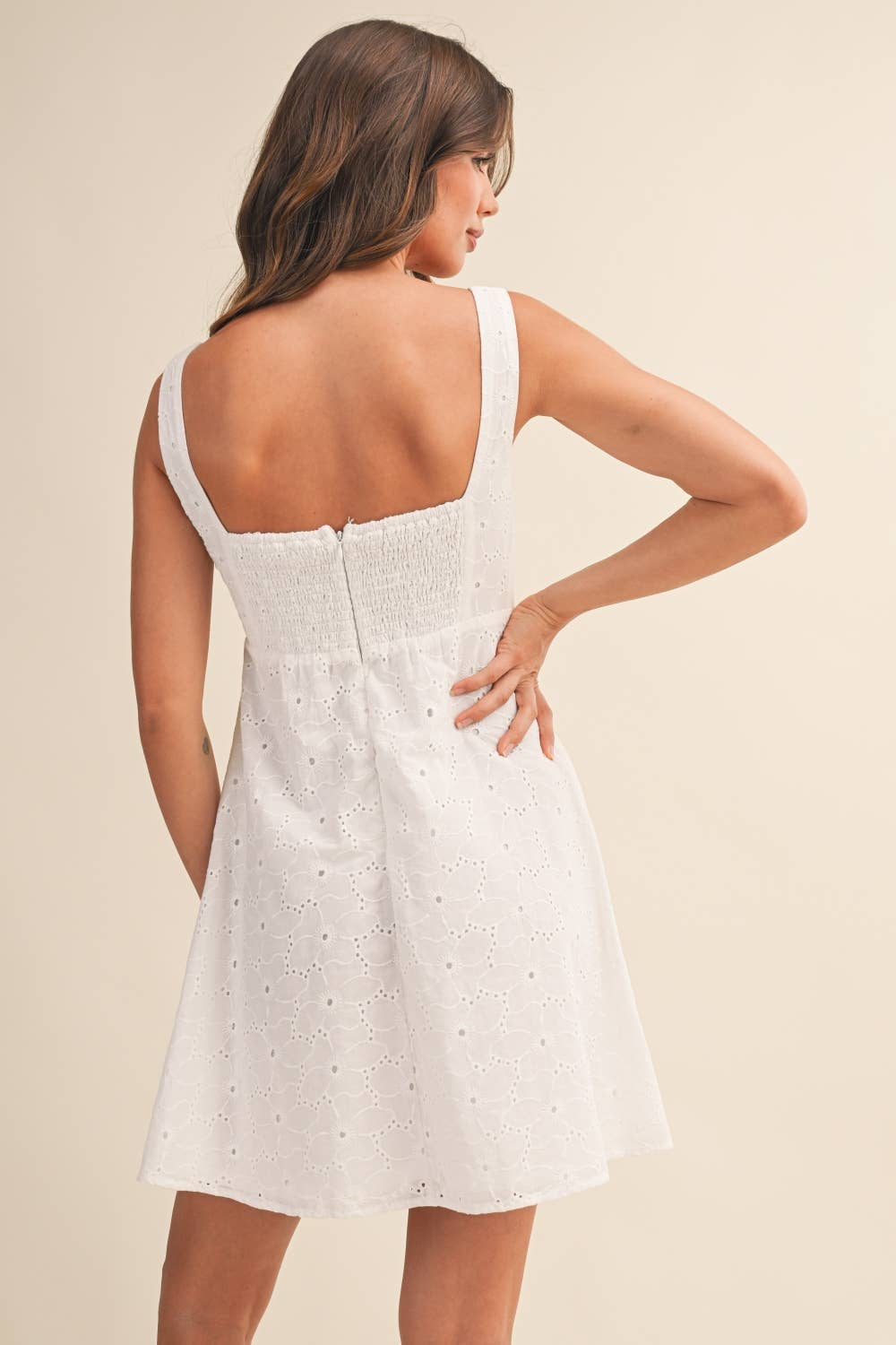 Eyelet Mini Dress - White