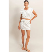 Floral Mini Skirt - White/Blue