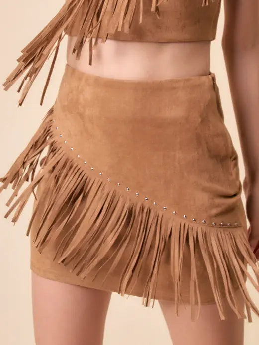 Rodeo Ready Wesley Studded Fringe Skirt