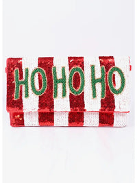 Christmas Sequin Beaded Crossbody Clutch