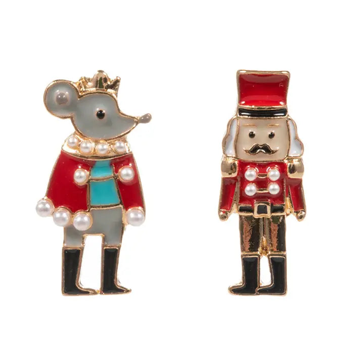 Nutcracker Stud Earrings - Red