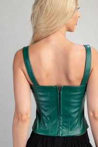 Bustier Leather Top - Hunter Green