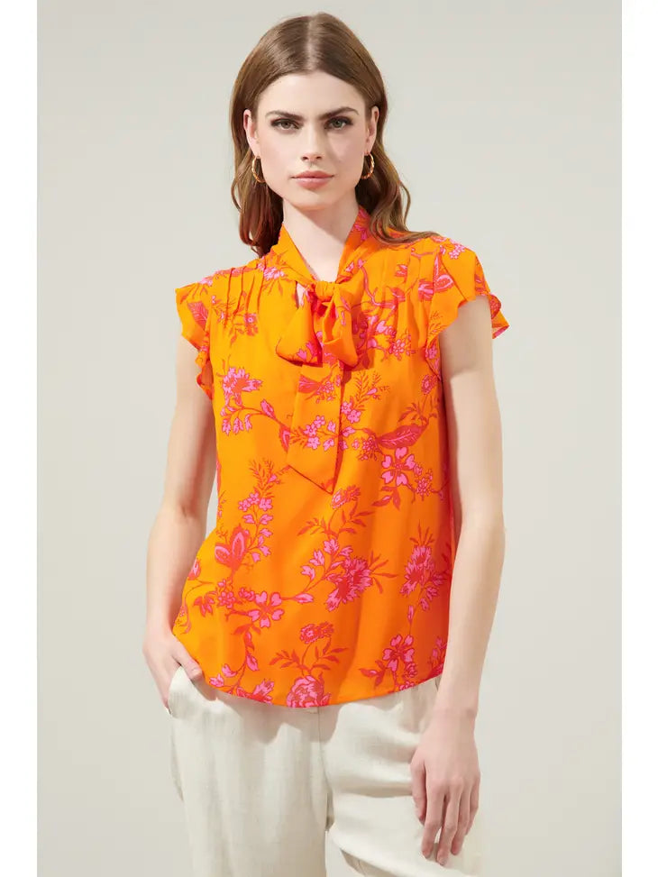 Sunrise Orange Floral Blouse