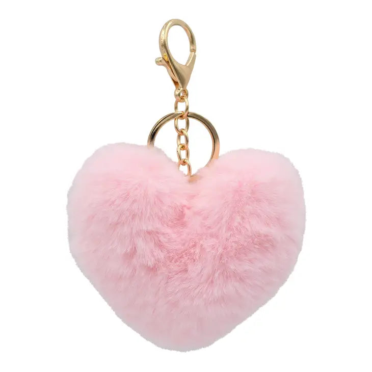 Valentine Plush Heart Keychain - Pink