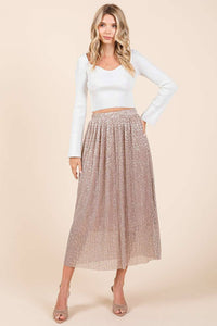 Metallic Midi Skirt - Blush