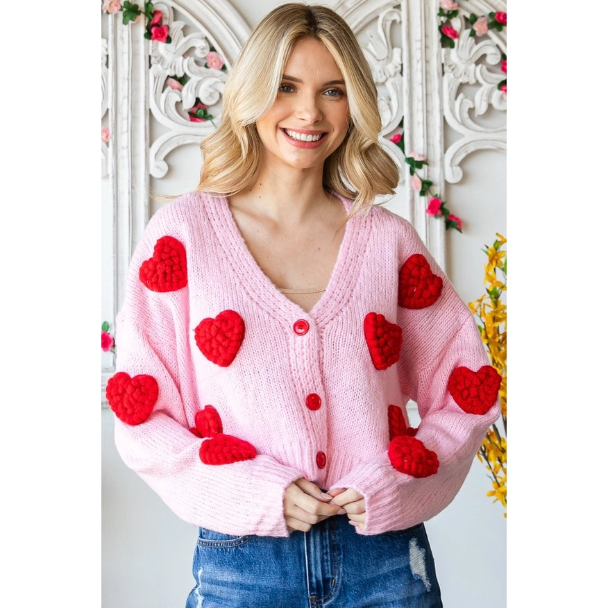 Heart On Your Sleeve Cardigan - Pink – Karden Lane