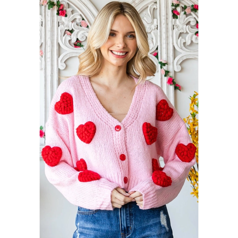 Heart On Your Sleeve Cardigan - Pink – Karden Lane