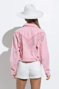 Rhinestone Fringe Jacket - Pink Rodeo