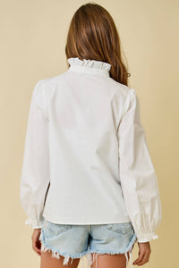 Christmas Tree Button Down Blouse - White