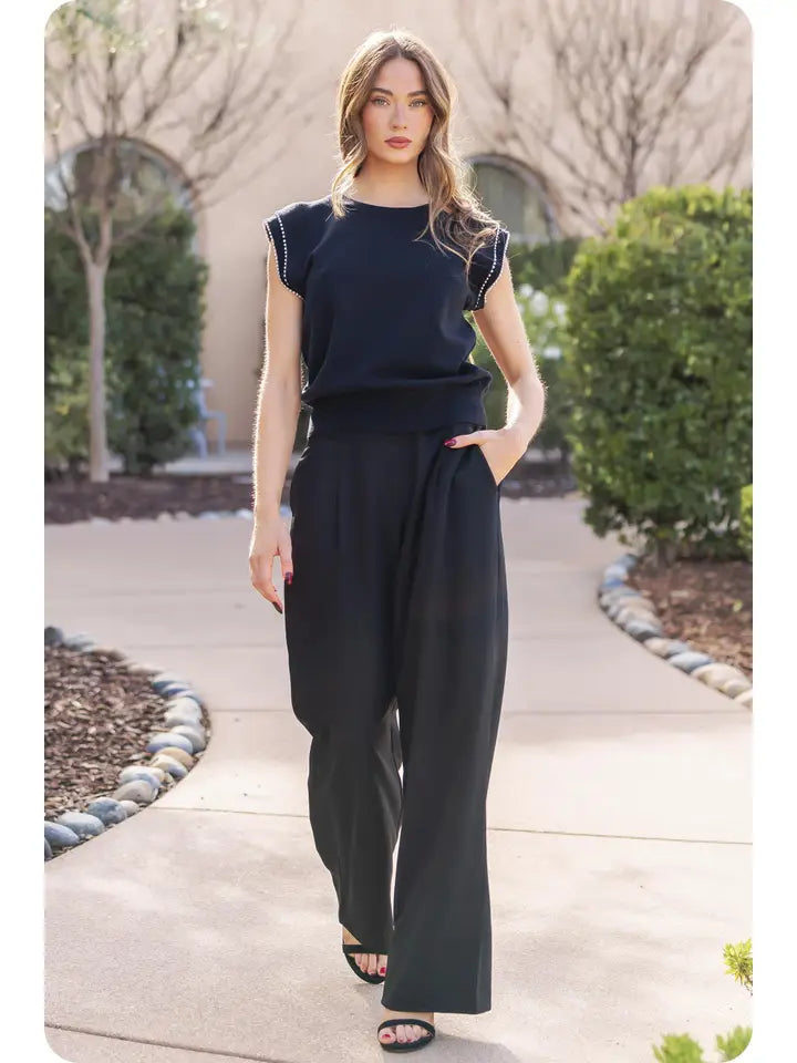 Knit Pearl Top - Black