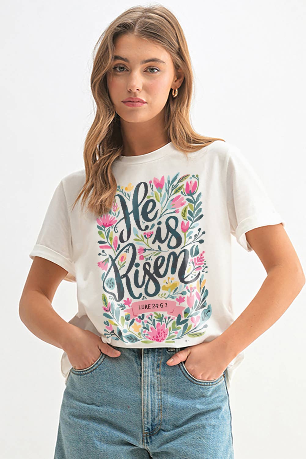 He is Risen Floral Graphic Tee