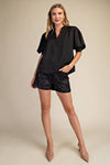 Marissa Puff Sleeve Blouse - Black