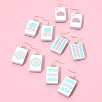 Mahjong Tile Earrings - Blue