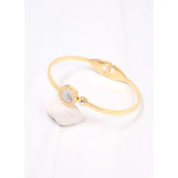 Roman Numeral Cuff Bracelet - Pearlescent