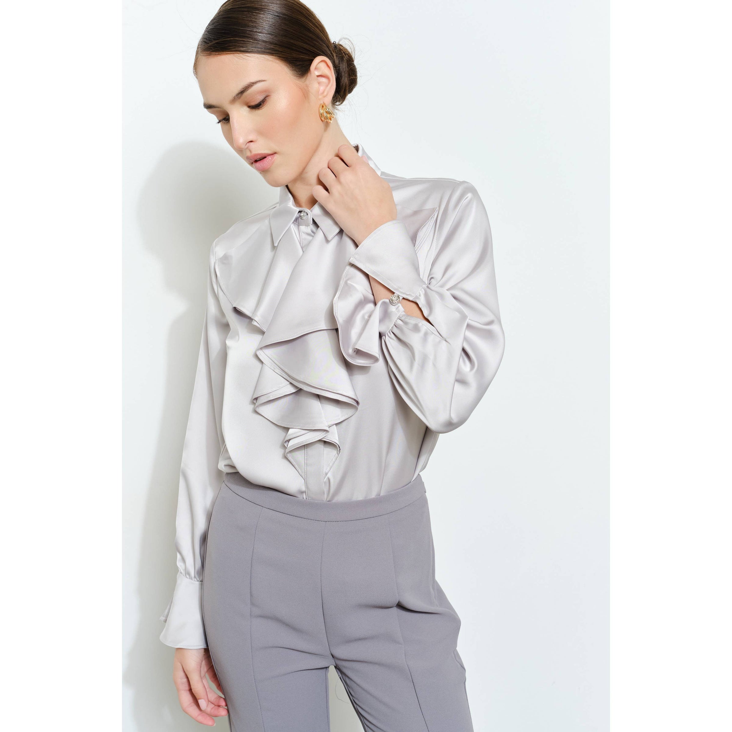 Sasha Bell Sleeve Blouse - Silver