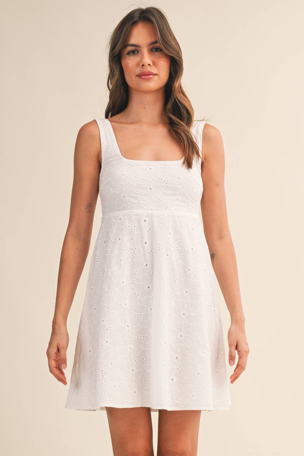 Eyelet Mini Dress - White