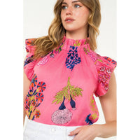 Flutter Sleeve Floral Top - Pink