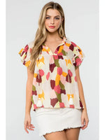 Regina Pattern Blouse - V-Neck