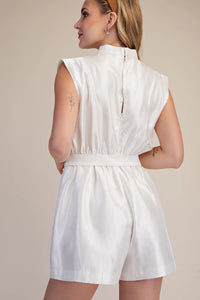 Cowl Neck Romper - White