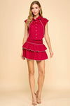 Ruffle Mini Skirt - Crimson