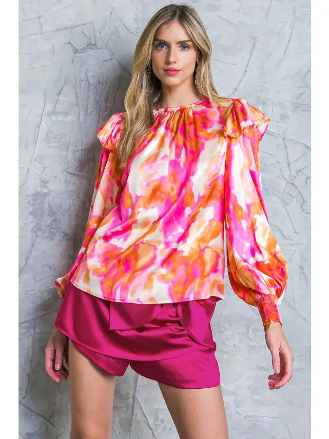Watercolor Long Sleeve Blouse
