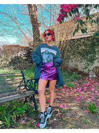 Milena Metallic Mini Skirt - Purple