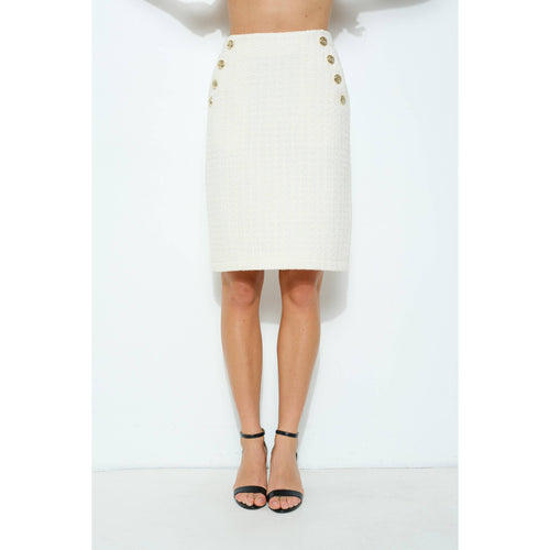 Natasha Tweed Midi Skirt - Ivory