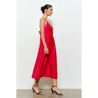 Elaine Satin Midi Dress - Red