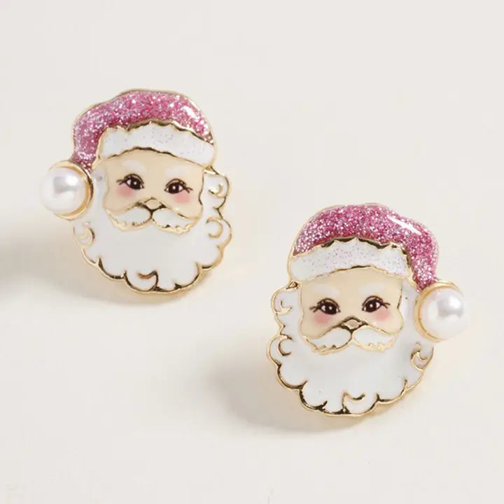 Santa Pearl Studded Earrings - Pink
