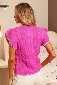 Cable Knit Sweater - Magenta