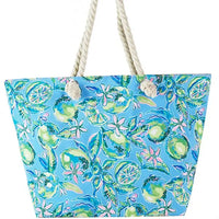 Lime Beach Tote - Blue