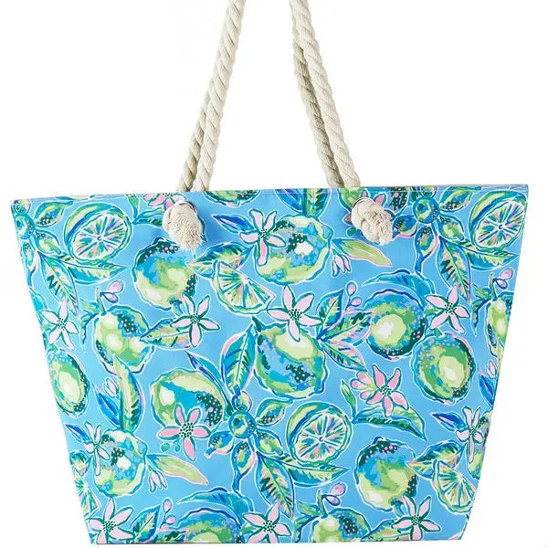 Lime Beach Tote - Blue