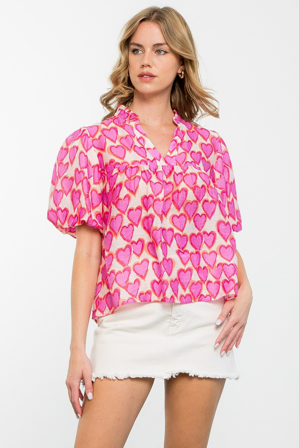 Sweetheart Puff Sleeve Blouse