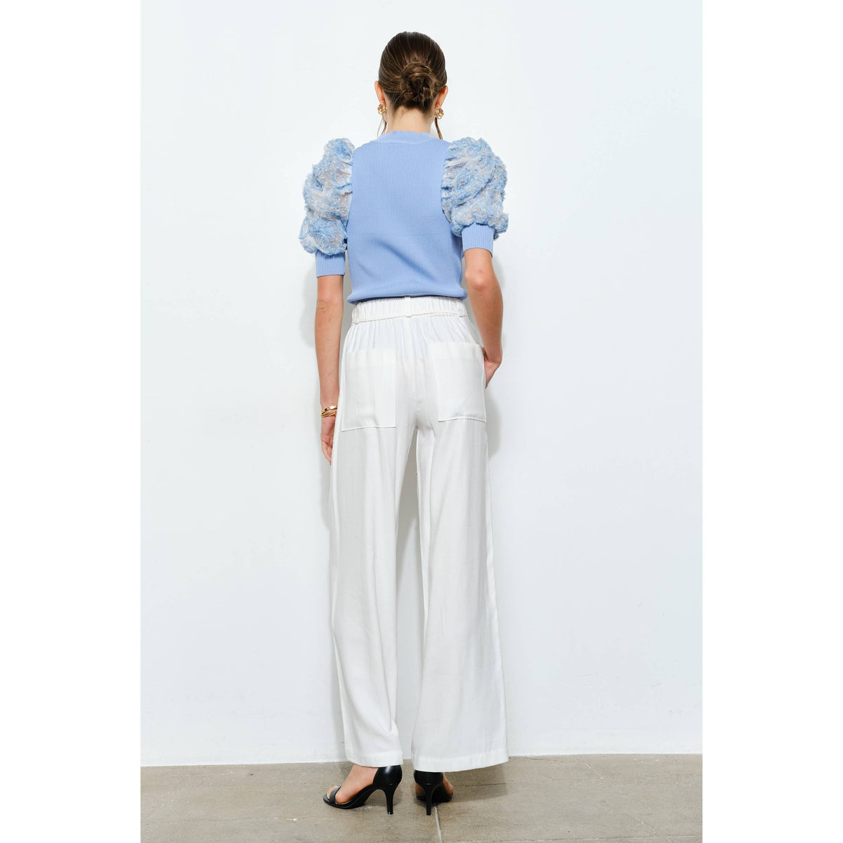 Floral Puff Sleeve Top - Blue