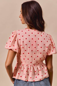 Hearts All Over Baby Doll Top