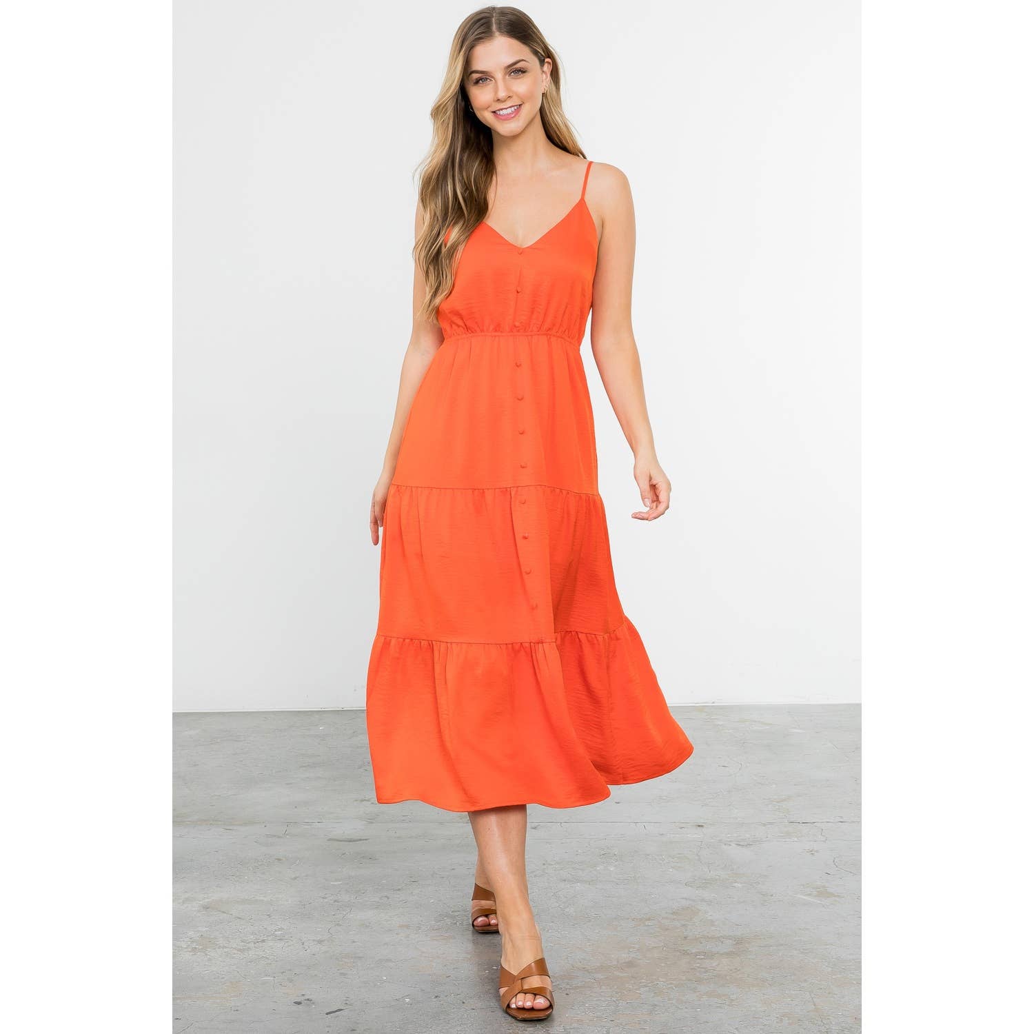 Button Up Tiered Maxi Dress - Aqua