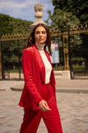 Natasha Velvet Fitted Blazer - Red