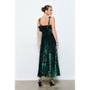 Velvet Floral Maxi Dress - Green