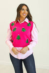 Sequin Tree Vest - Hot Pink