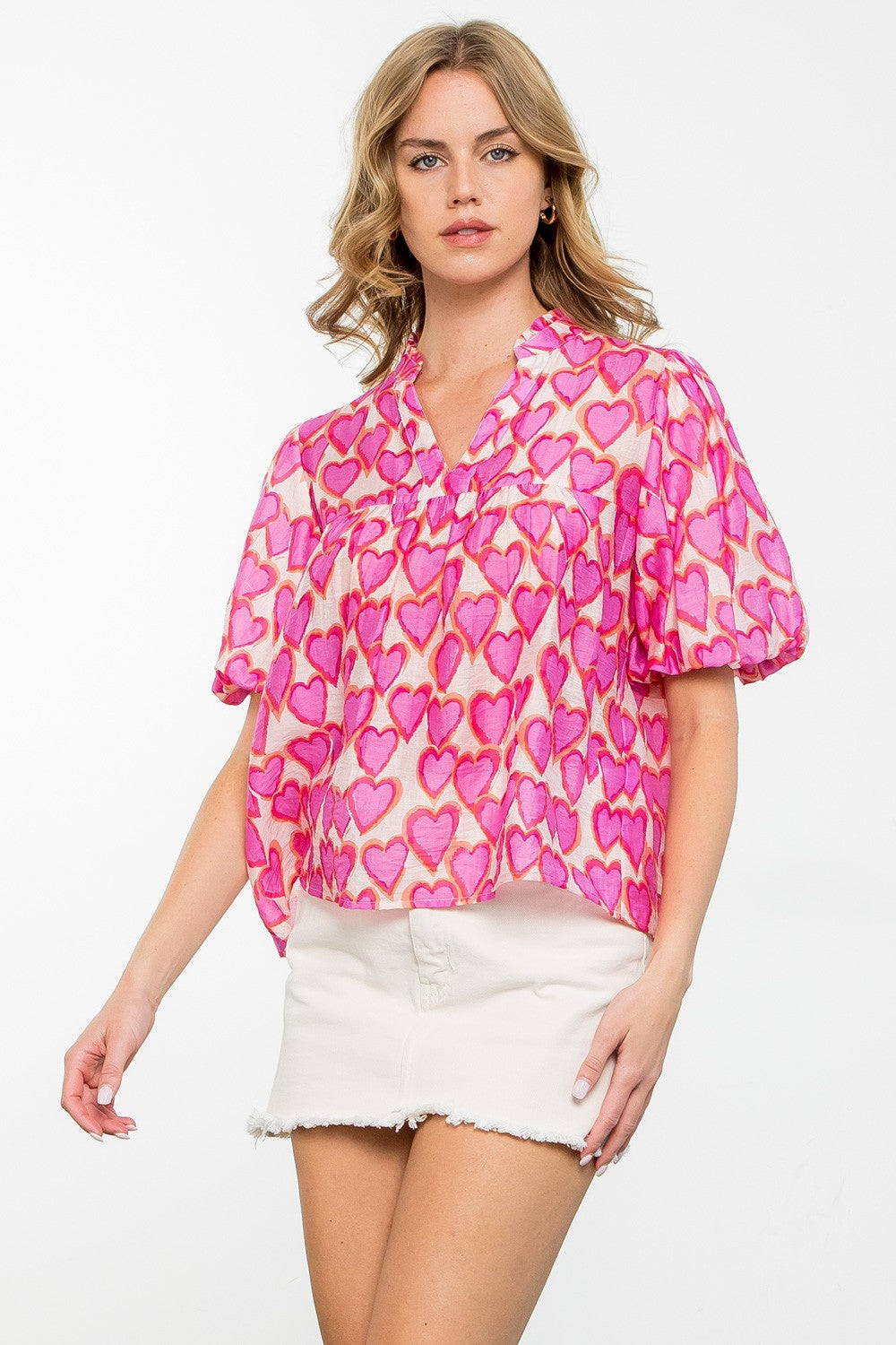Sweetheart Puff Sleeve Blouse