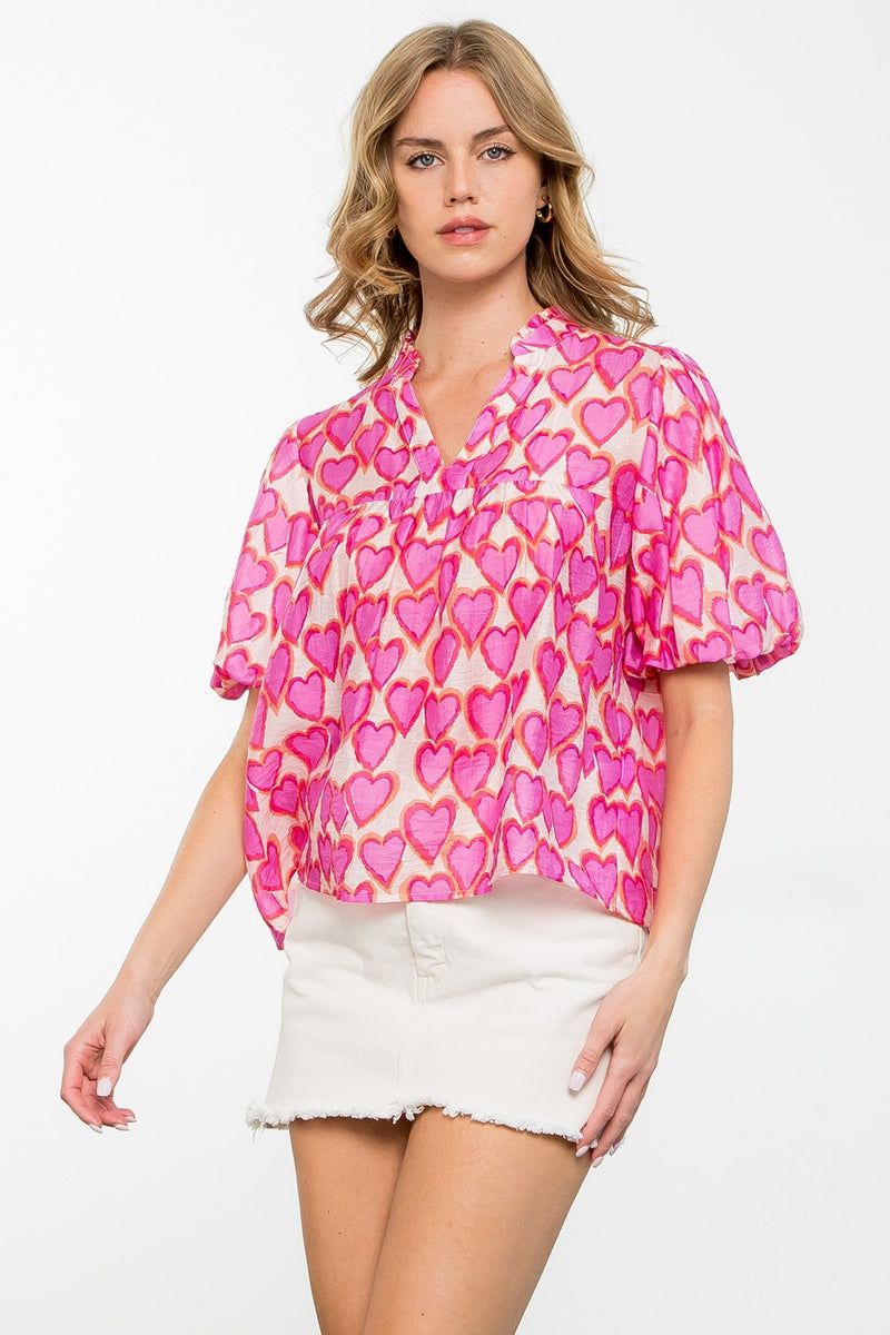 Sweetheart Puff Sleeve Blouse