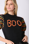 'Boo' Pompom Puff Sleeve Sweater