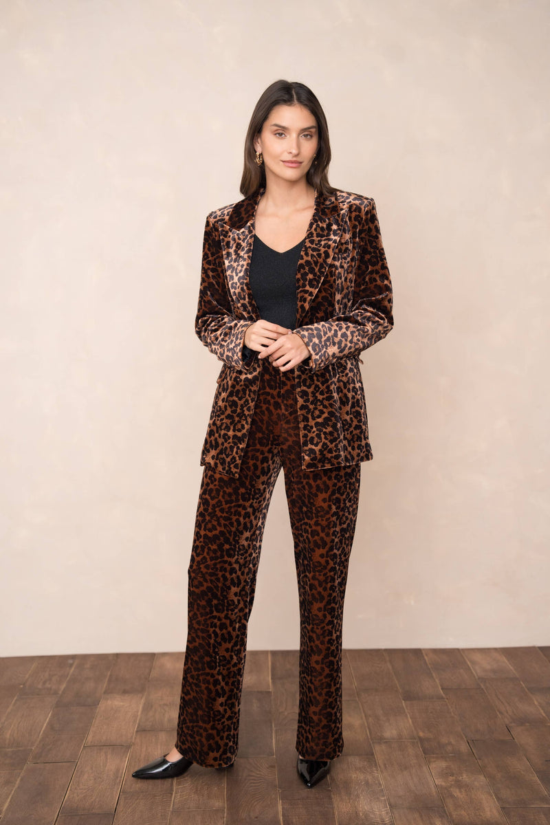 Natasha Velvet Fitted Blazer - Leopard